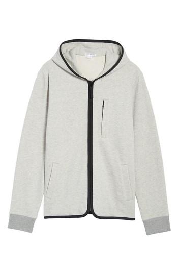 Men's James Perse French Terry Zip Hoodie (l) - Grey