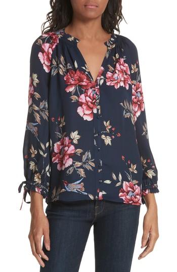 Women's Joie Corsen Floral Silk Blouse, Size - Blue