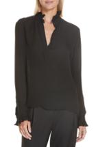 Women's Nili Lotan Esther Ruffle Trim Silk Top - Black