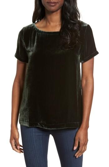 Petite Women's Eileen Fisher Velvet Top P - Green