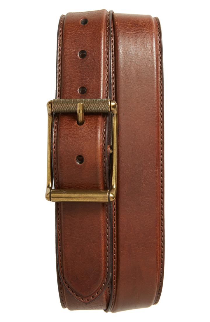 Men's Frye Pressed Edge Leather Belt - Cognac