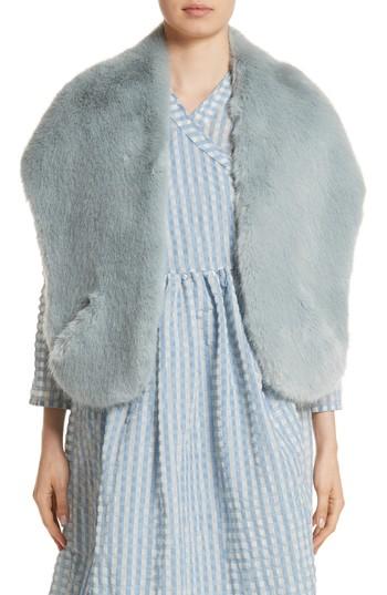 Women's Shrimps Ange Faux Fur Stole With Pockets, Size - Blue/green