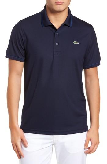 Men's Lacoste Sport Piped Pique Tech Polo (l) - Blue