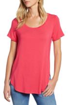 Women's Halogen Short Sleeve Shirttail Tee - Pink