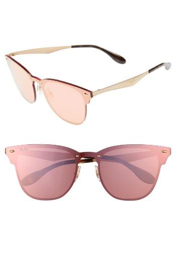 Women's Ray-ban 50mm Blaze Clubmaster Mirrored Sunglasses - Gold
