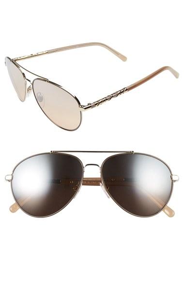 Women's Burberry 58mm Aviator Sunglasses - Silver Mirror Gradient