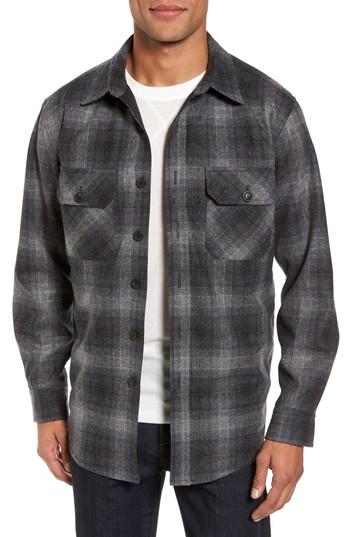 Men's Pendleton Quilted Wool Shirt Jacket - Grey