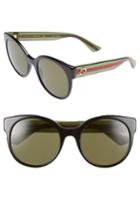 Women's Gucci 54mm Retro Sunglasses - Black/ Green