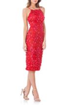 Women's Carmen Marc Valvo Infusion Petals Embellished Halter Neck Sheath Dress - Red