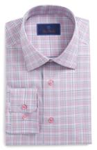 Men's David Donahue Regular Fit Plaid Dress Shirt .5 - 32/33 - Pink