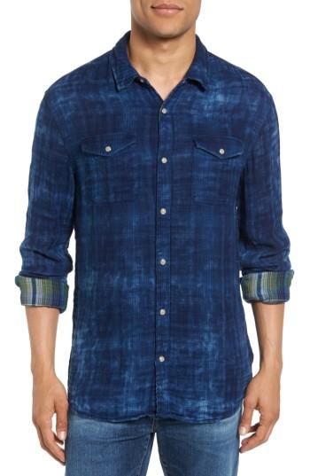 Men's John Varvatos Star Usa Trim Fit Plaid Western Shirt - Blue