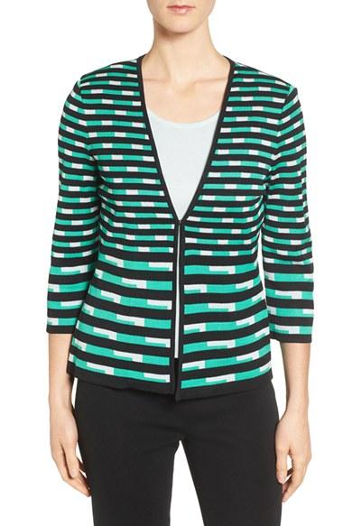 Women's Ming Wang Print Knit V-neck Jacket