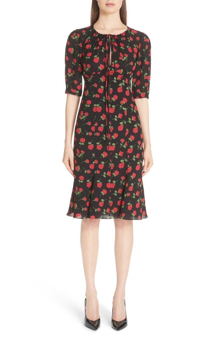 Women's Michael Kors Rose Print Silk Georgette Dress