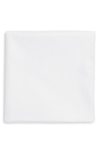 Men's Ted Baker London Solid Cotton Pocket Square, Size - White