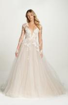Women's Monique Lhuillier Rachelle Illusion Long Sleeve Princess Gown, Size - Ivory
