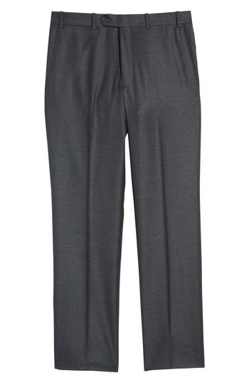 Men's John W. Nordstrom Torino Flat Front Solid Wool Trousers