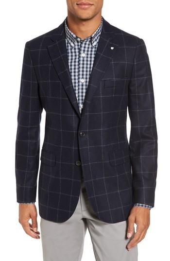 Men's Gant O2. The Check Wool Blend Blazer Eu - Blue