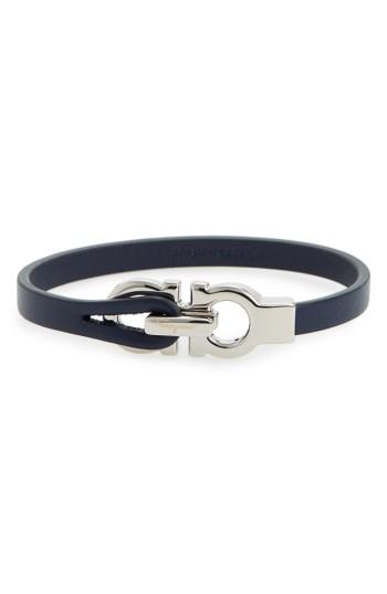 Men's Salvatore Ferragamo Double Gancini Leather Bracelet