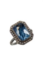 Women's Armenta Old World Midnight Emerald-cut Quartz & Diamond Ring