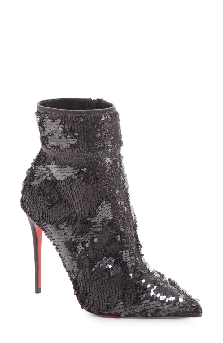 Women's Christian Louboutin Moulakate Sequin Bootie Us / 35eu - Black