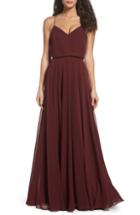 Women's Jenny Yoo Inesse Chiffon V-neck Spaghetti Strap Gown (similar To 14w) - Burgundy