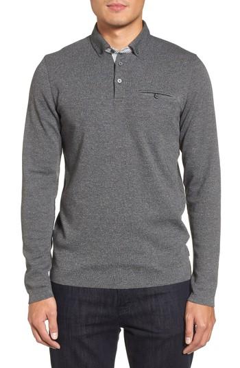 Men's Ted Baker London Yamway Modern Slim Fit Long Sleeve Polo (s) - Black