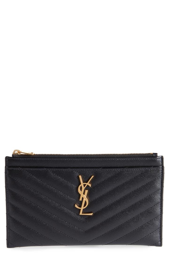 Saint Laurent Monogram Leather Bill Pouch -