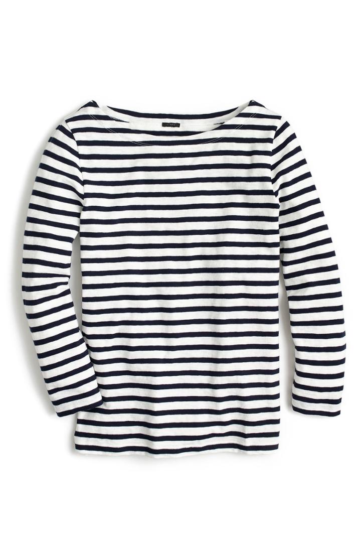 Women's J.crew Stripe Boat Neck Tee, Size - Blue