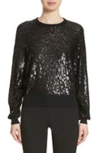 Women's Michael Kors Sequined Tulle Leopard Sweater - Black