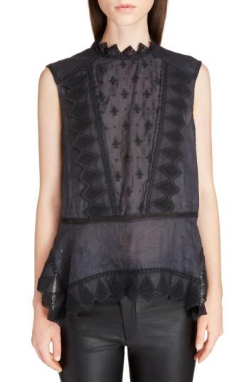 Women's Isabel Marant Nust Embroidered Top Us / 36 Fr - Black