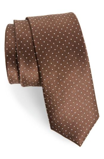 Men's The Tie Bar Dot Silk Tie, Size - Brown