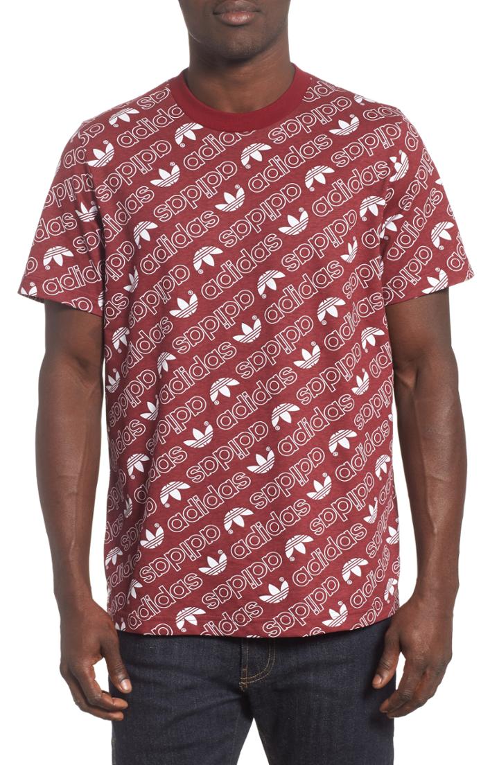 Men's Adidas Originals Monogram All-over Print T-shirt - Burgundy