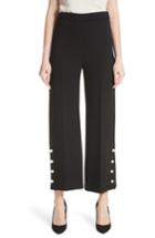 Women's Lela Rose Pearly Button Crop Wool Blend Pants - Black