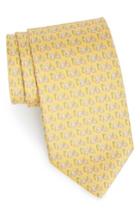 Men's Salvatore Ferragamo Erede Elephant Print Silk Tie, Size - Yellow
