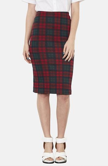 Topshop Check Print Tube Skirt