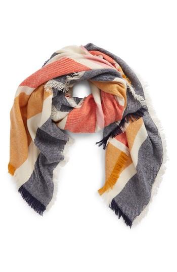 Women's Madewell Stripe Blanket Scarf, Size - Blue