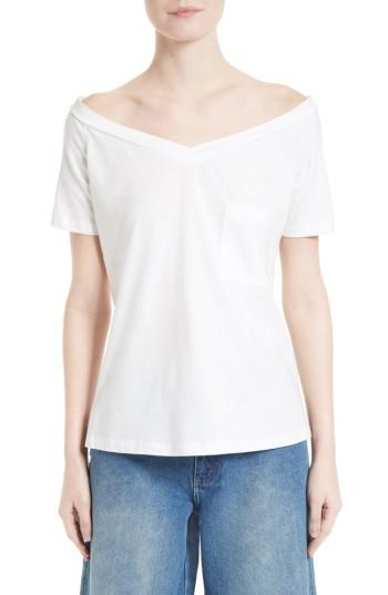 Women's Robert Rodriguez Off The Shoulder Pocket Tee - White