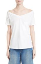 Women's Robert Rodriguez Off The Shoulder Pocket Tee - White