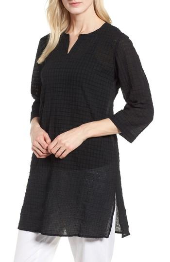 Women's Eileen Fisher Stretch Organic Cotton Tunic, Size - Black