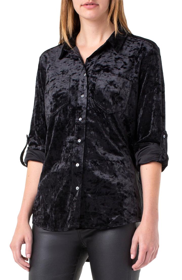Women's Liverpool Button Back Crushed Velvet Shirt