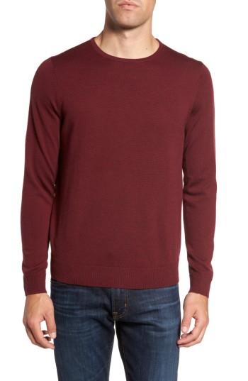 Men's Nordstrom Men's Shop Crewneck Merino Wool Sweater - Burgundy