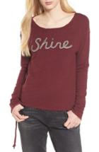 Women's Sundry Shine Lace-up Sweatshirt - Burgundy