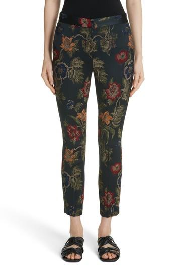 Women's Rosetta Getty Floral Satin Jacquard Trousers - Black