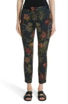 Women's Rosetta Getty Floral Satin Jacquard Trousers - Black