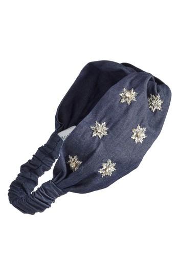 Tasha Starburst Denim Twisted Head Wrap, Size - Blue
