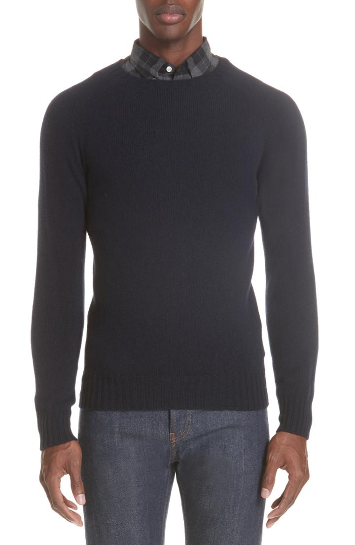 Men's Officine Generale Wool Crewneck Sweater - Blue