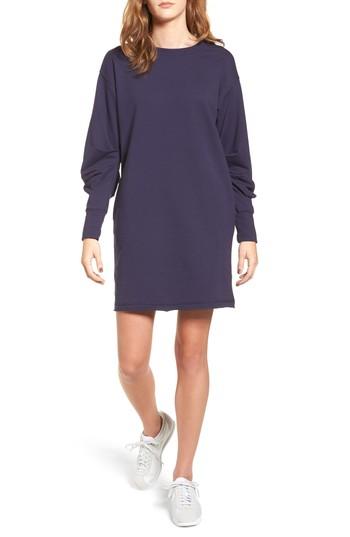 Women's Socialite Gathered Sleeve Sweatshirt Dress - Blue