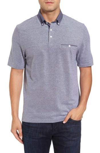 Men's Thomas Dean Button Down Polo - Blue