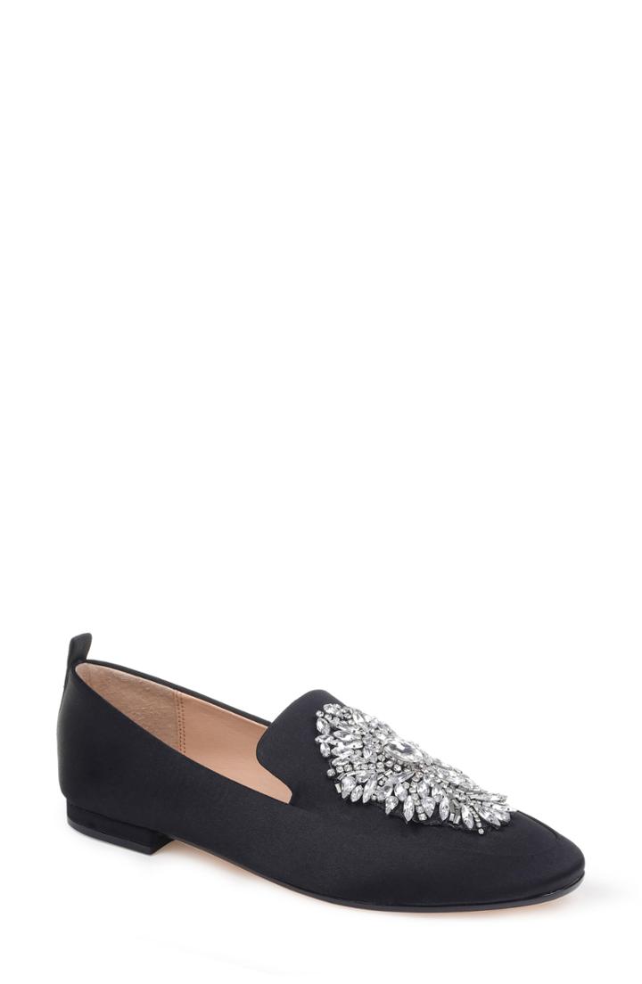 Women's Badgley Mischka Salma Crystal Embellished Loafer M - Black