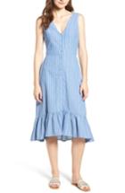 Women's Lost + Wander Dulce Stripe Ruffle Midi Dress - Blue